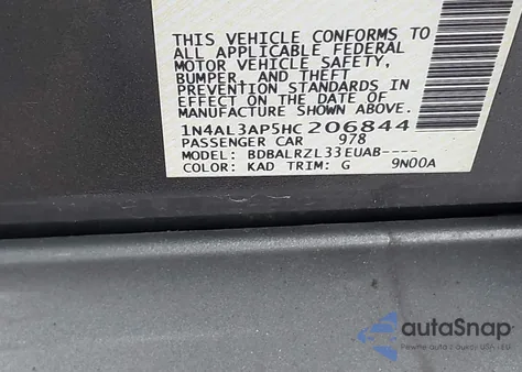 2017 Nissan Altima 2.5 Sl из США, поврежденный, VIN 1N4AL3AP5HC206844